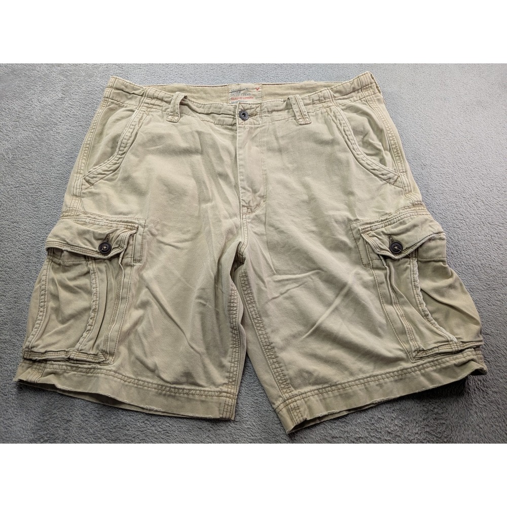 American Eagle Outfitters Mens Cargo Shorts Tan Khaki Classic Length Size 40
